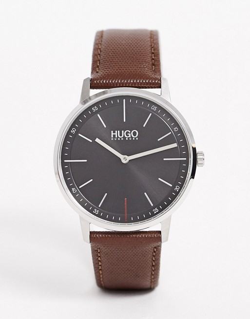 HUGO 1520014 Exist leather watch in brown