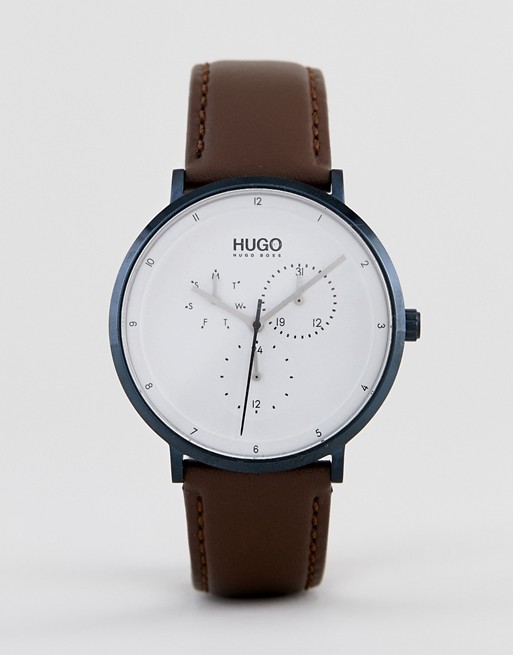 HUGO 1530008 Guide leather watch in brown