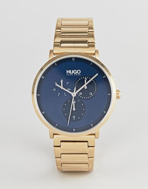 HUGO 1530011 Guide contrast dial bracelet watch in gold | ASOS