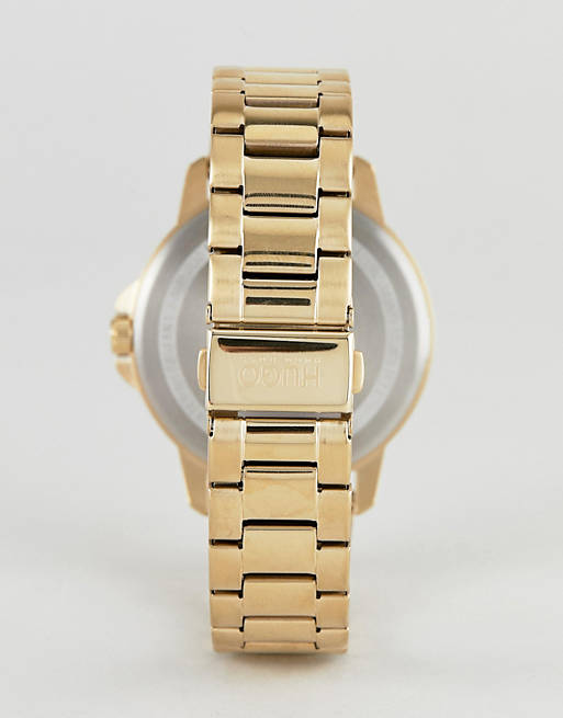 HUGO 1530026 Focus bracelet strap watch in gold | ASOS