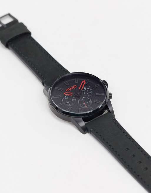 HUGO – 1530149 – Uhr mit Lederarmband in Schwarz