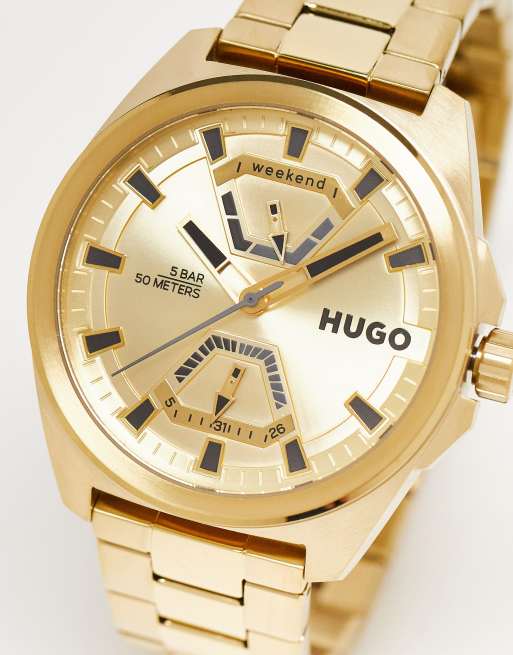 Hugo - 1530243 - Orologio da uomo con bracciale color oro e quadrante color oro