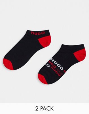 Hugo 2 pack liner socks in black