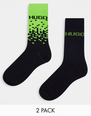 Hugo 2 pack socks in black and green