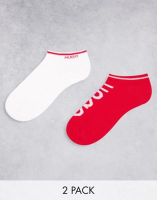 Hugo 2 pack socks in white and red