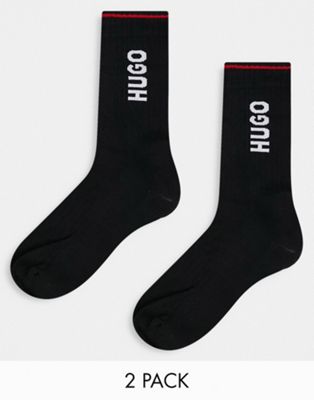 Hugo 2 pack sports bold logo socks in black