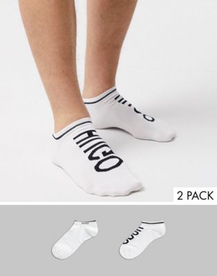 HUGO 2 pack trainer socks with logo in white