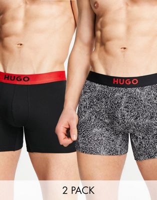 Hugo 2 pack trunks in black/print