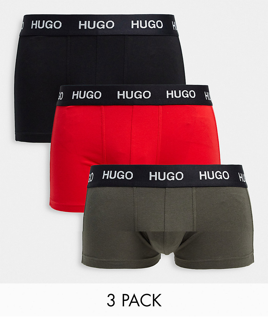 HUGO 3 pack trunks in black/ khaki/ red-Multi
