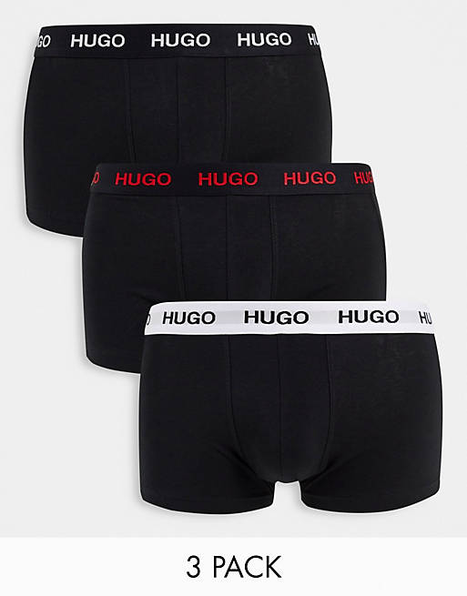 Underwear & Socks Underwear/Hugo 3 pack trunks with logo waistband in black 