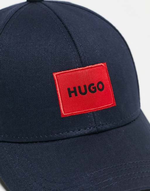 HUGO – 581 – Granatowa czapka z daszkiem z logo w ramce, 3 z 4