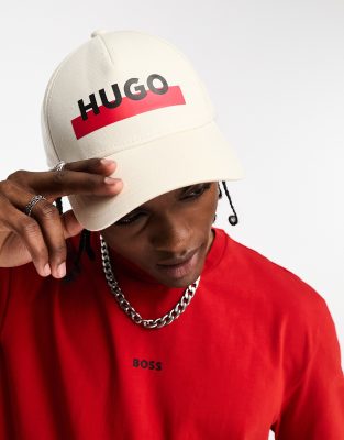 HUGO 582 large logo basecall cap in off white - ASOS Price Checker