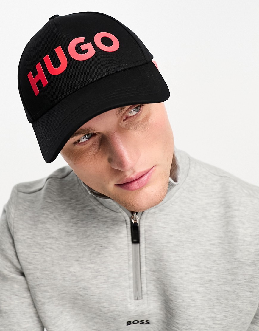 HUGO 582 large logo basecall cap in black