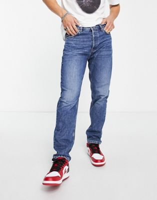 HUGO 634 tapered fit jeans in medium blue