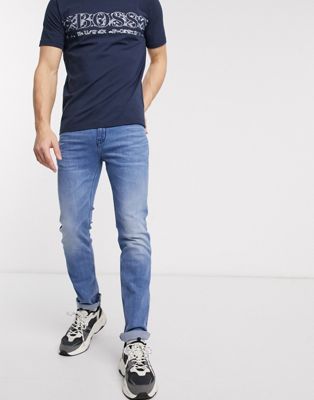 HUGO 708 slim fit jeans in light blue 