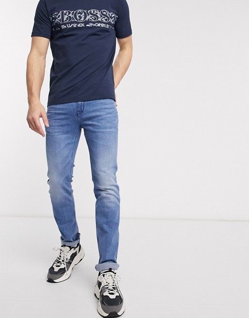 HUGO 708 slim fit jeans in light blue wash