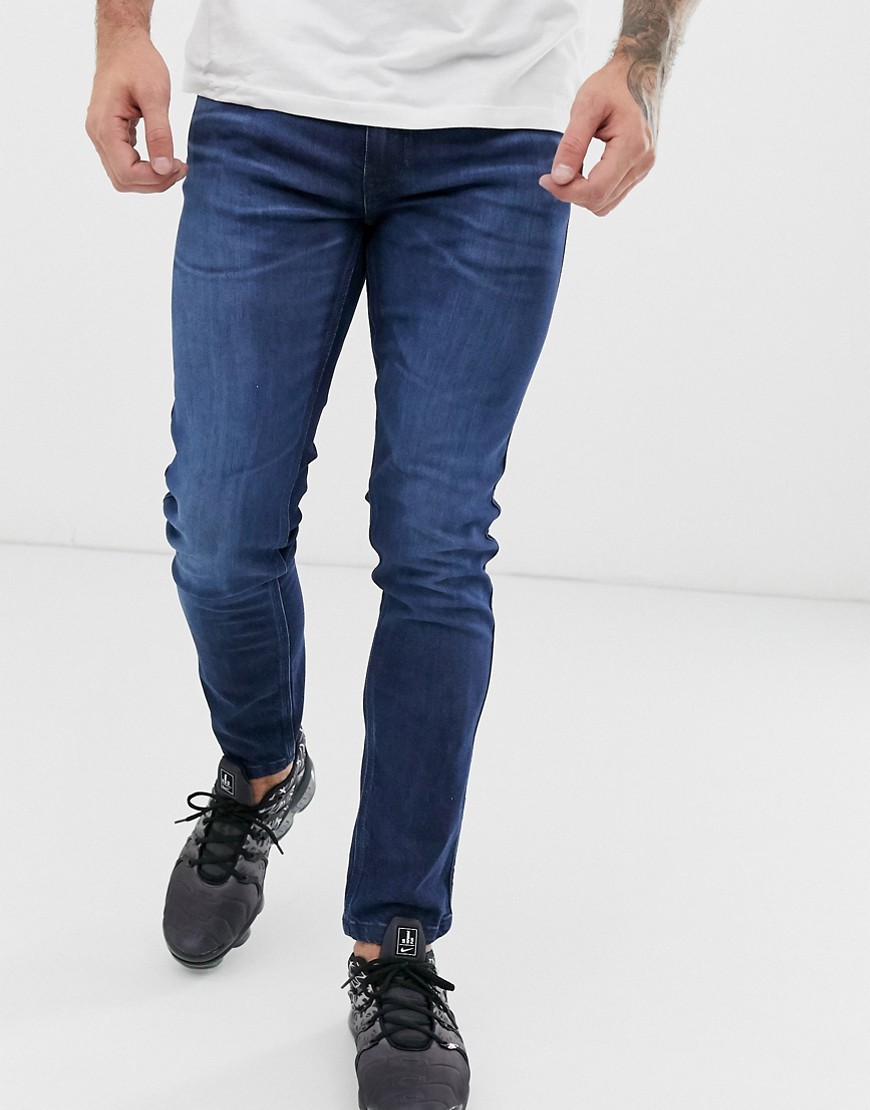 HUGO 734 – Mellanblå skinny jeans med stretch-Marinblå