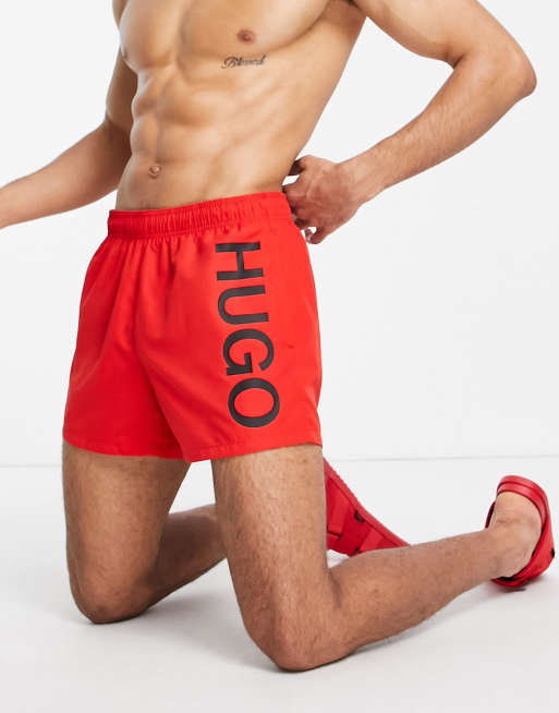 Red hugo shop boss shorts