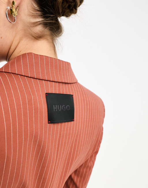 HUGO Alera stripe blazer in burnt orange