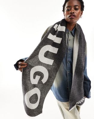 HUGO Alexie logo scarf in black