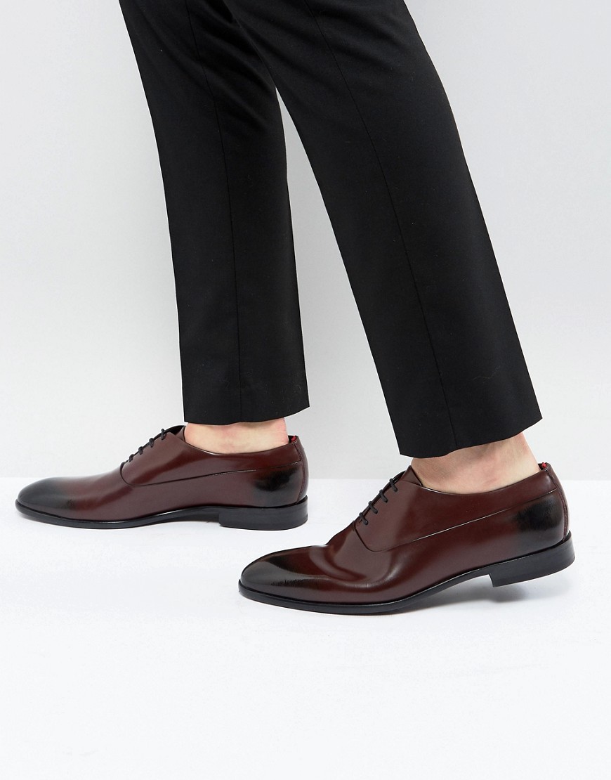 HUGO - Appeal - Bordeaux oxford-sko i læder med snører-Rød