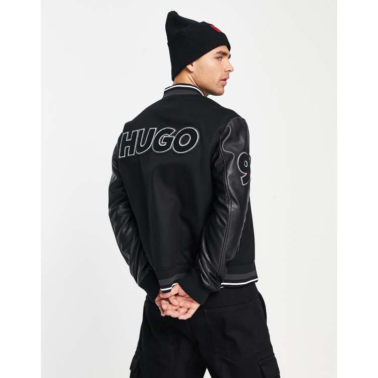 HUGO Babuc2241 Sort college jakke i retrostil