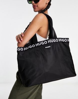 HUGO Becky logo Tote hand bag  in black