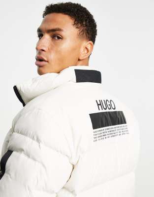 HUGO Biron2141 back print puffer jacket in stone