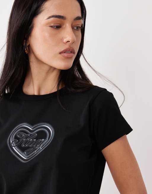 HUGO Black - Dichroma - Baby T-shirt met hartlogo in zwart, 2 van 4