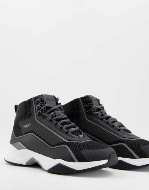 Hugo Black hi top trainers in black 