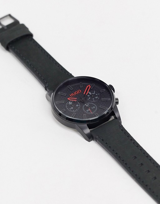 HUGO black leather watch 1530149
