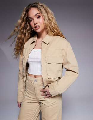 Hugo Blue HUGO Blue adanca co-ord collared short jacket in beige-Neutral