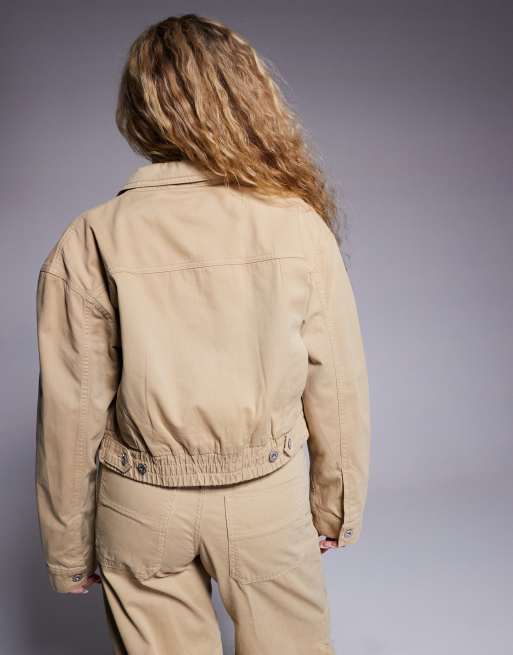 HUGO Blue – Adanca – Kurzjacke in Beige mit Kragen, Kombiteil, 4 von 4