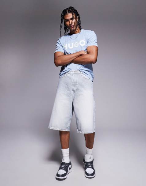 Hugo Blue Aman baggy fit shorts in light blue - view 1