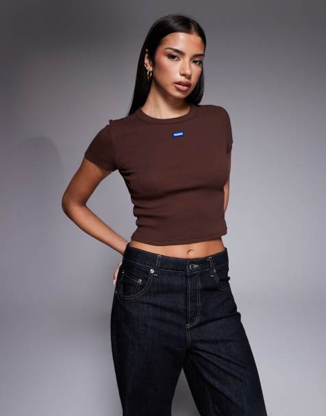 HUGO BLUE baby tee in brown