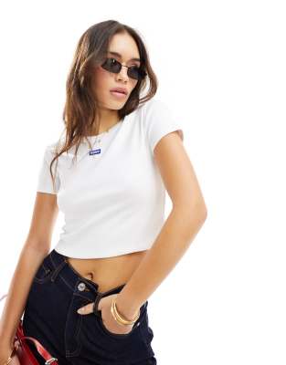 Hugo Blue Baby Tee In White