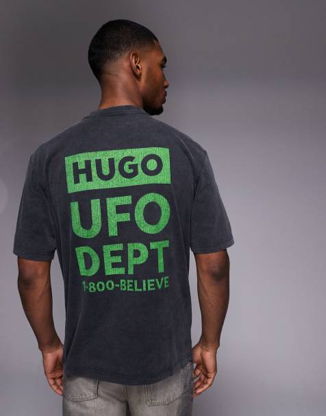 Hugo Blue back print jersey t-shirt in black - view 1