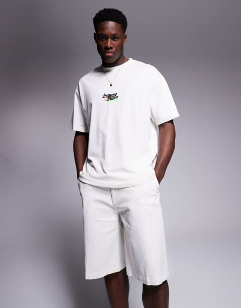 Hugo Blue baggy fit shorts in stone - view 1