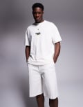 [Hugo Blue] HUGO Blue baggy fit shorts in stone-Neutral W36 Open White