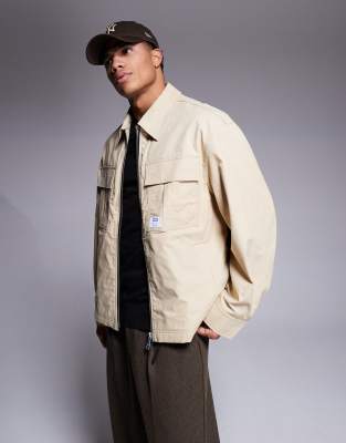Hugo Blue HUGO BLUE Bino collared jacket in beige-Neutral
