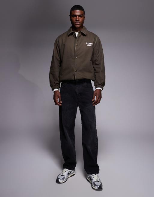 HUGO BLUE Biyo label logo back print jacket in brown, 2 of 5