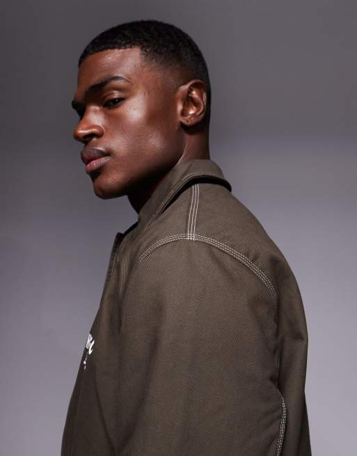 HUGO BLUE Biyo label logo back print jacket in brown, 4 of 5