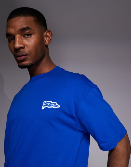 HUGO Blue - Blå T-shirt med print, 4 af 5