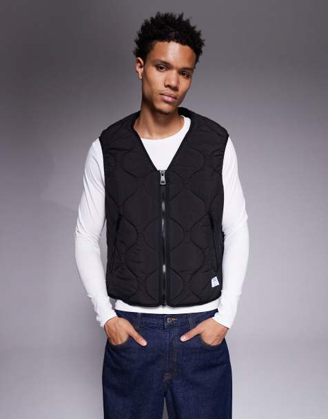 HUGO BLUE Bocolino relaxed fit quilted vest in black - view 1