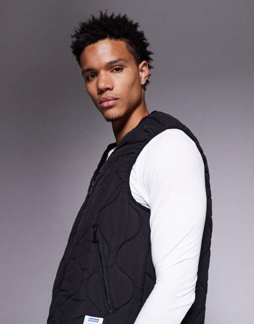 HUGO Blue - Bocolino - Ruimvallende gewatteerde bodywarmer in zwart, 4 van 5