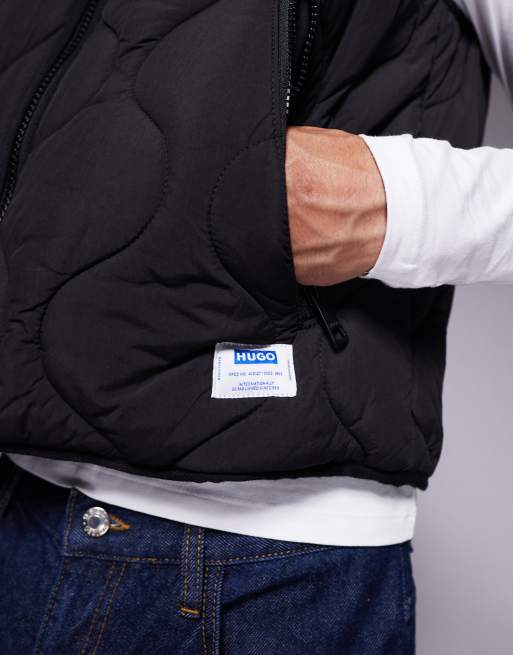 HUGO Blue - Bocolino - Ruimvallende gewatteerde bodywarmer in zwart, 5 van 5