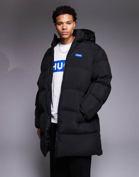 HUGO BLUE Bodi relaxed fit longline chunky puffer in black - view 1