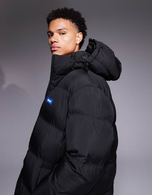 HUGO BLUE Bodi relaxed fit longline chunky puffer in black, 4 of 5