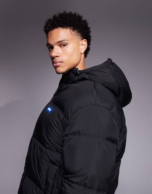 HUGO BLUE Bodo logo relaxed fit hooded puffer jacket in black, 4 of 5