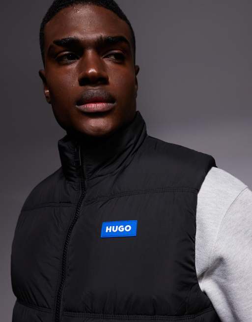 HUGO BLUE Bodolino chest logo padded vest in black, 5 of 5